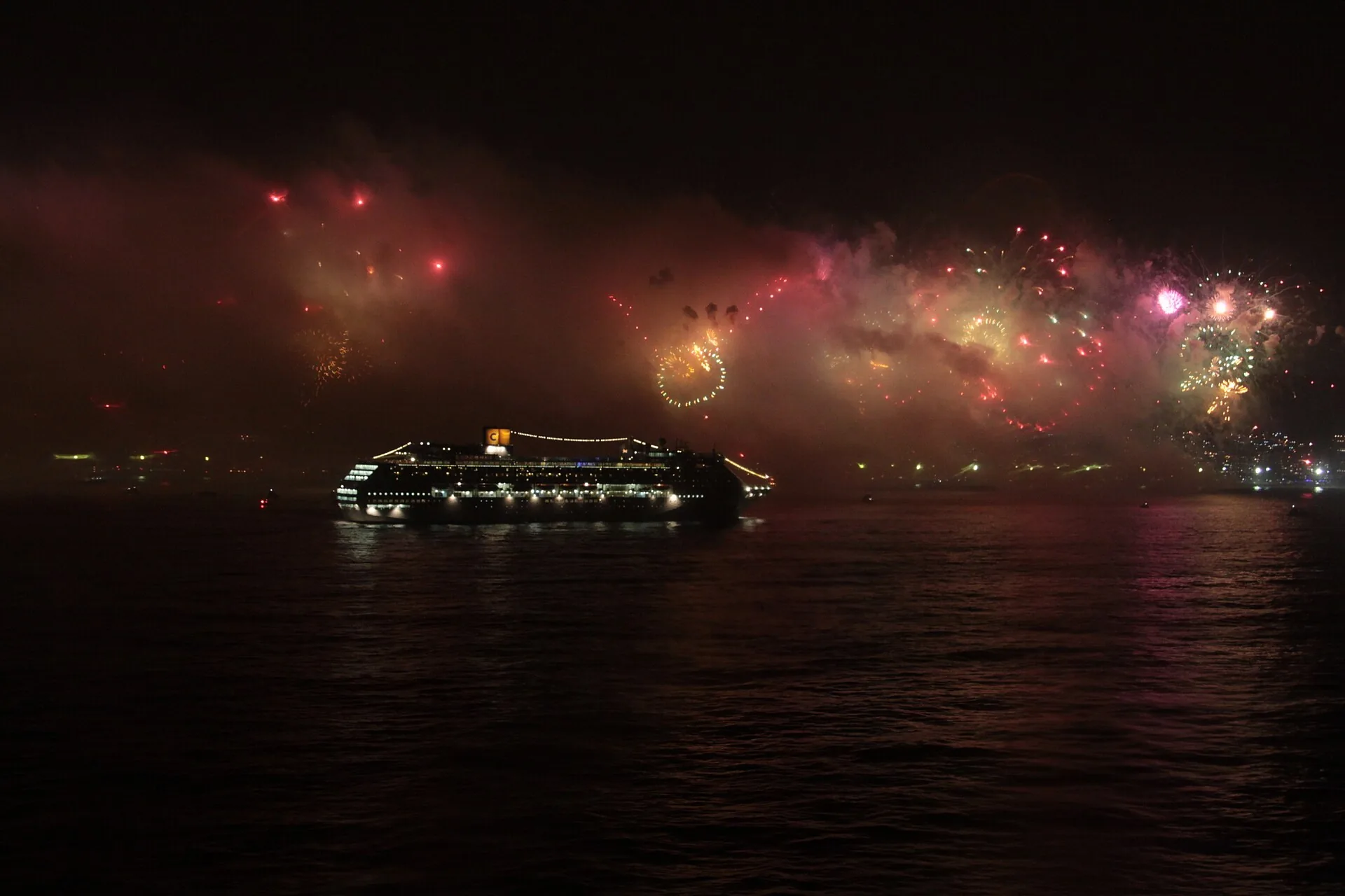Queima de fogos do Réveillon em Copacabana, no Rio de Janeiro